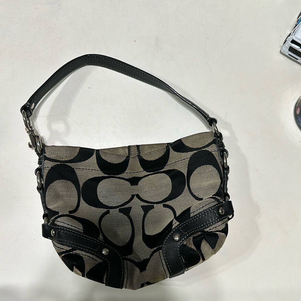 Coach bag, small, black, signature jacquard